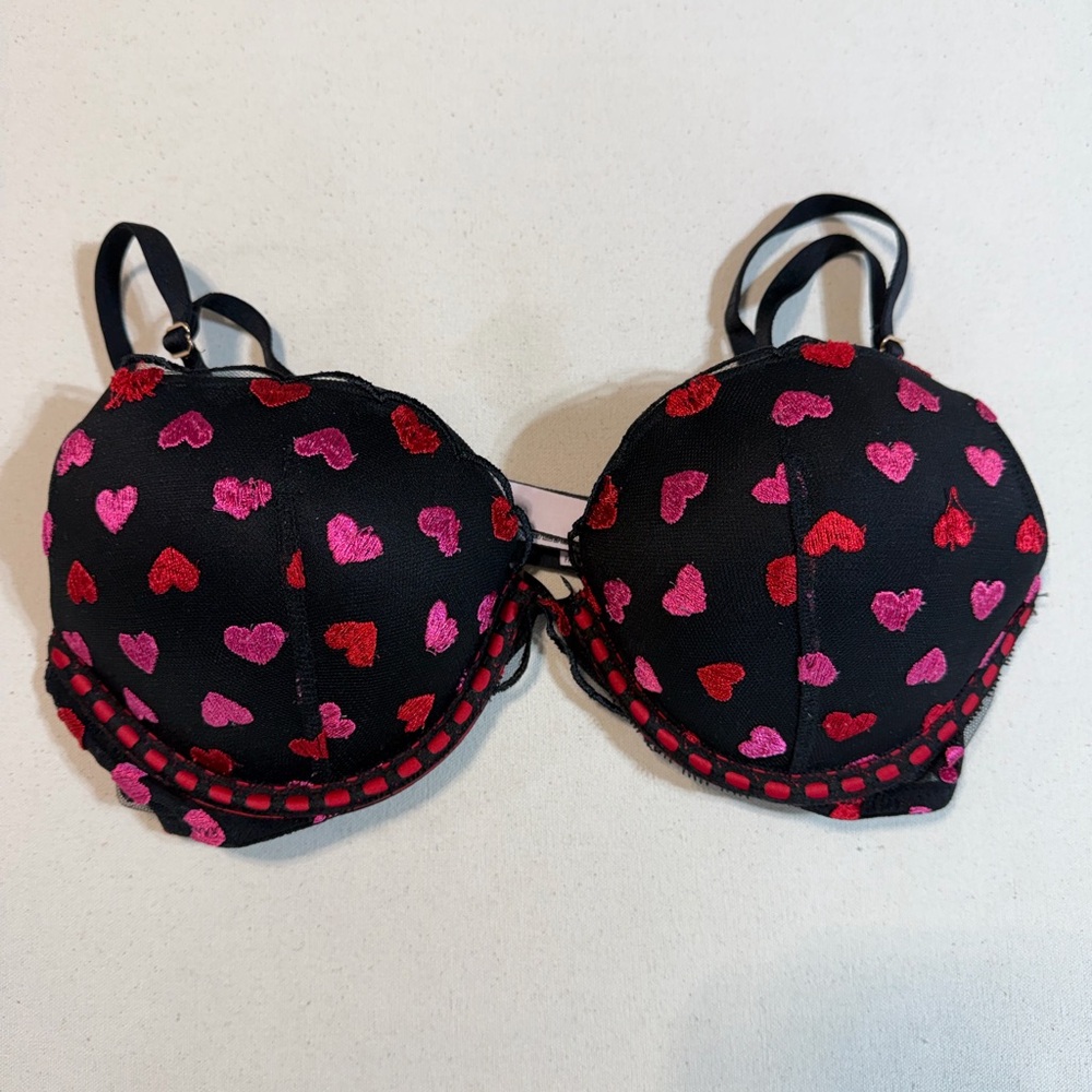 Victoria's Secret Black Bra with Heart Accents